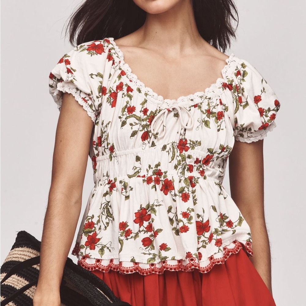 Maeve short sleeve peplum top size medium, new with tags
